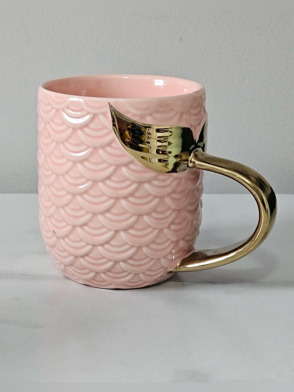 Ceramic Mermaid Tail Mug with Gold Handle. Pink or Blue. Pick One. - Picture 3 of 6